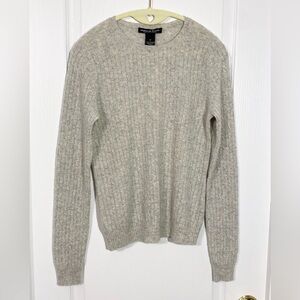 Marina Luna CASHMERE Cable Knit Sweater Gray Medium